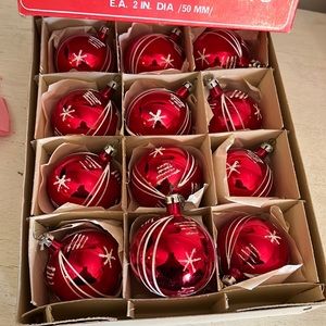 Lot 12 Poland hand blown glass mica Christmas ornaments 2”